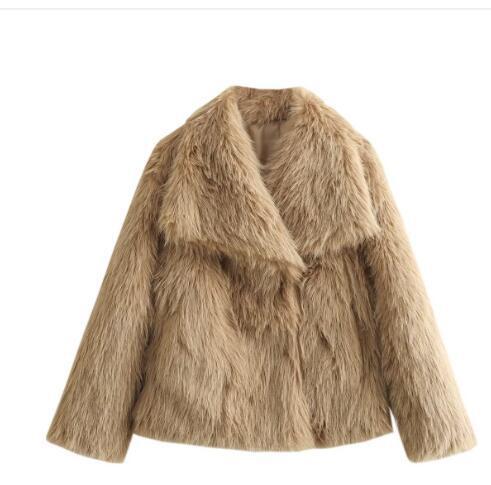 Women’s Plush Winter Coat, Warm Thick Fluffy Lapel Jacket