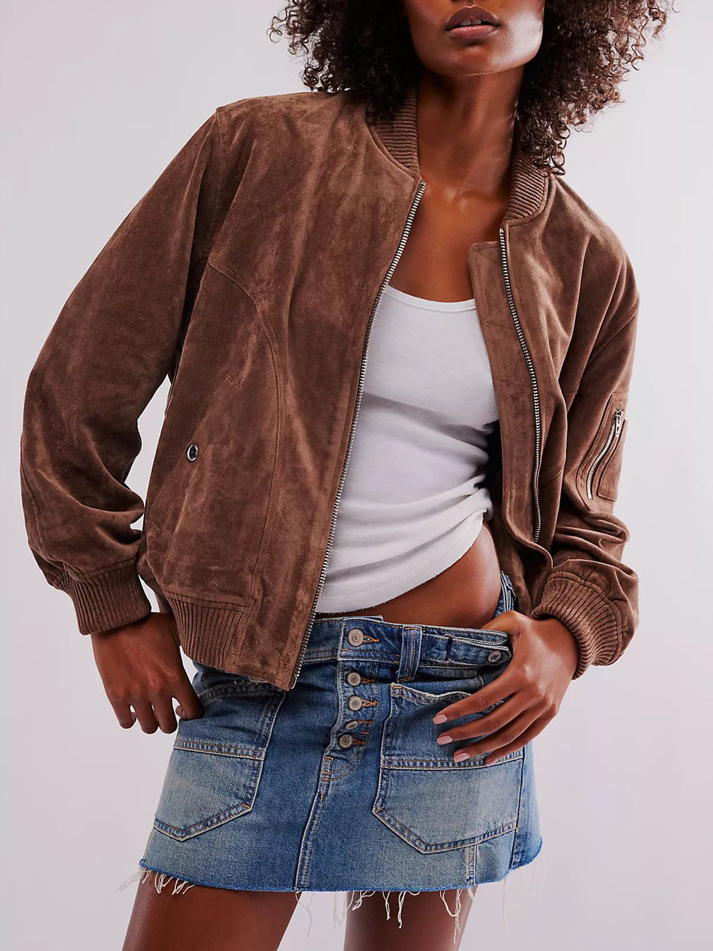 Casual Suede Zip Jacket