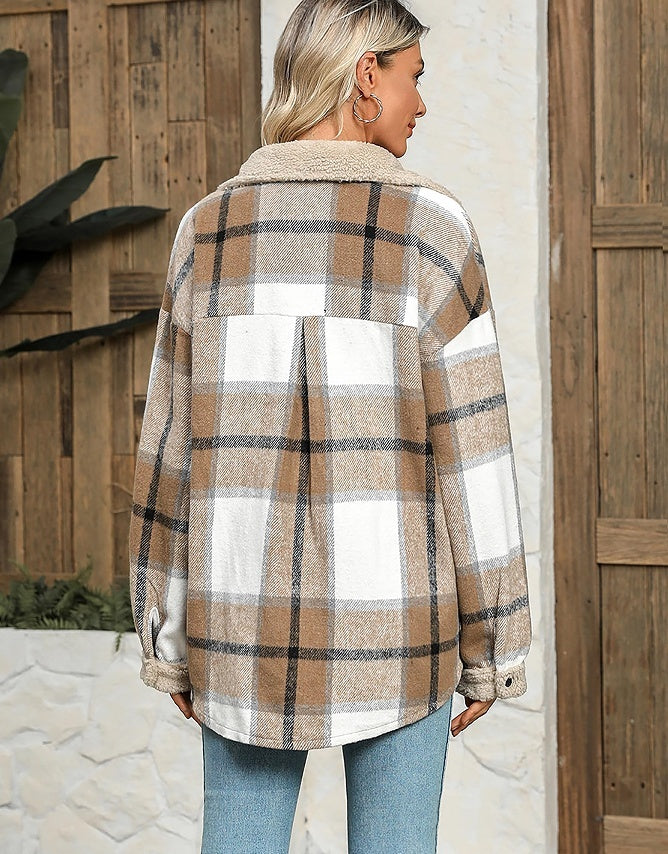 Women’s Velvet Check Jacket with Contrast Polo Collar