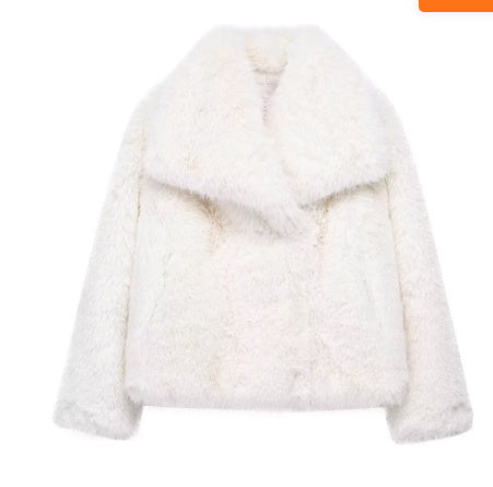 Women’s Plush Winter Coat, Warm Thick Fluffy Lapel Jacket