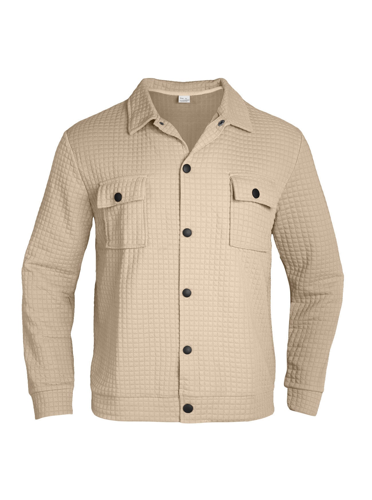 Men’s Casual Jacquard Check Loose Knit Work Shirt