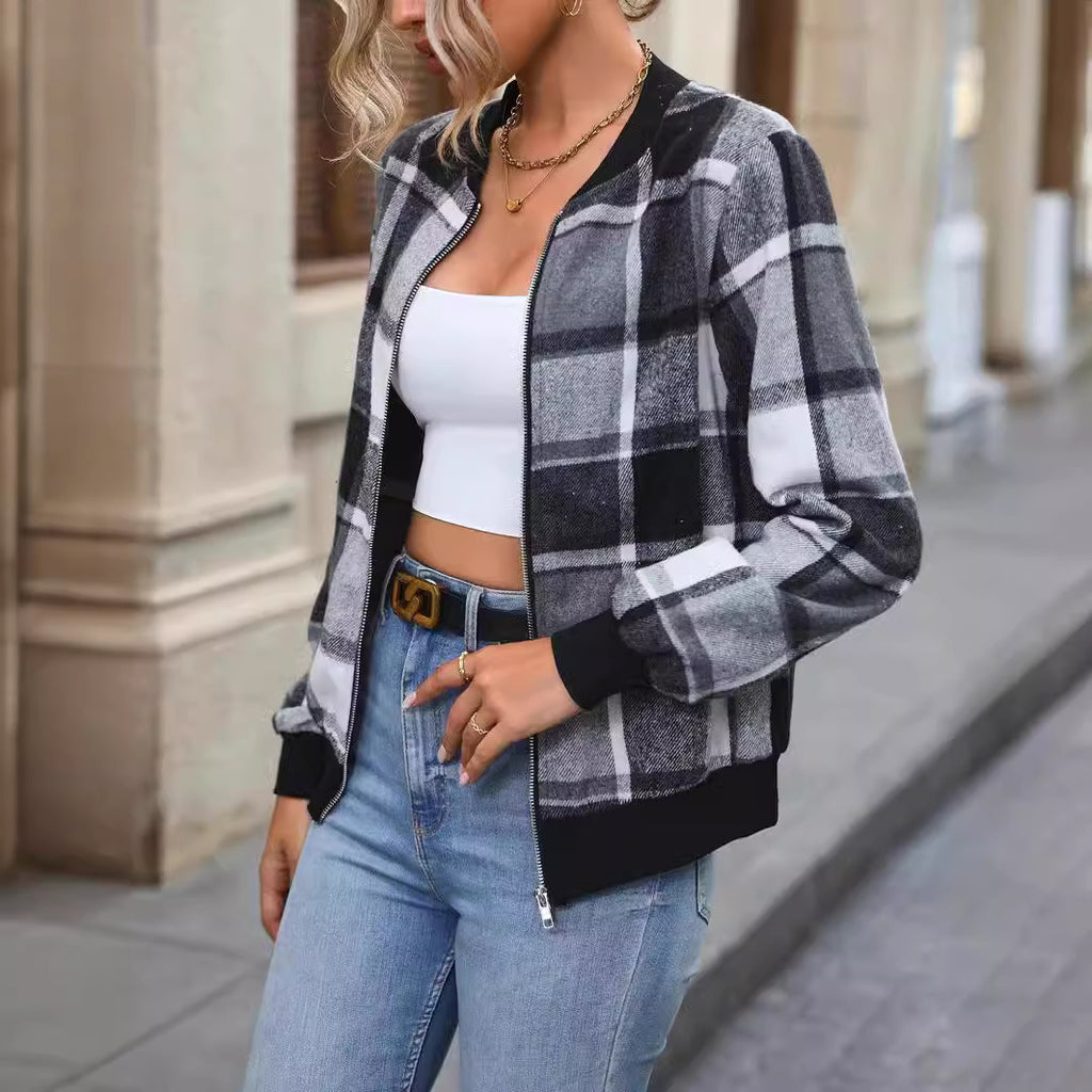 Autumn/Winter Checkered Baseball Jacket