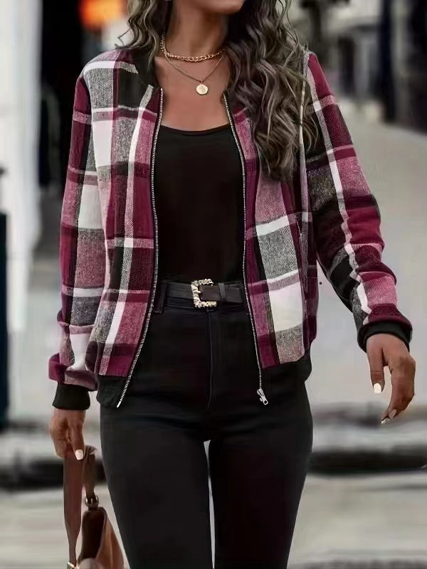 Autumn/Winter Checkered Baseball Jacket